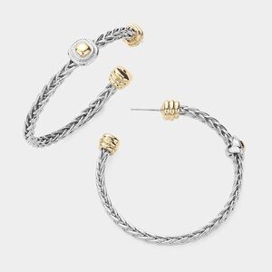 Big Hoop Earrings Two Tone Rope Earrings   Statement
